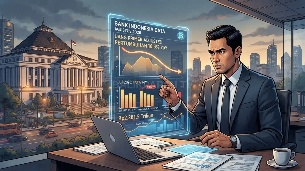 Data Bank Indonesia menunjukkan uang primer adjusted tumbuh 16,3 persen tahunan pada Agustus 2026 mencapai [BTV:AI]
