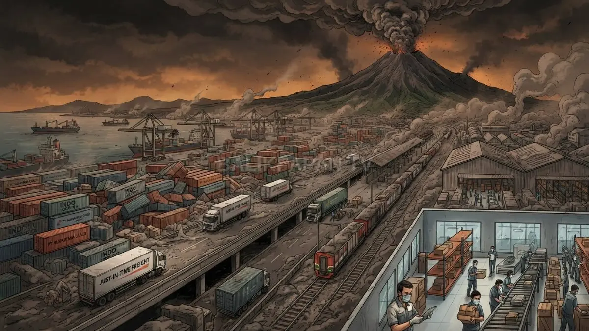 Erupsi Anak Krakatau mengganggu transportasi dan distribusi, meningkatkan risiko keterlambatan bahan baku bagi industri manufaktur [BTV:AI]