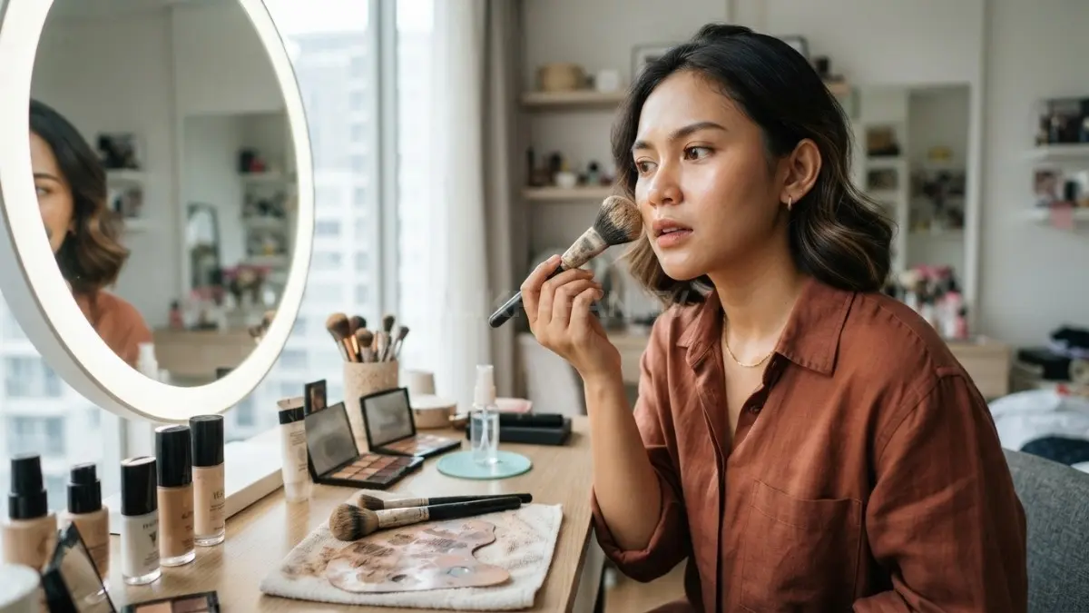 Jangan tunggu brush terlihat kotor, perhatikan perubahan bulu, aroma, dan hasil aplikasi sebelum mencucinya (BTV/AI)
