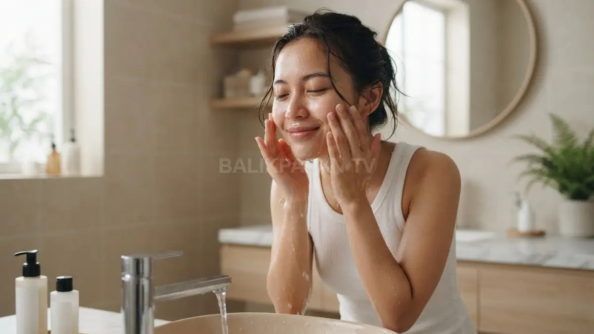 Membilas wajah dengan lembut membantu menjaga kelembapan kulit agar tidak terasa tertarik dan kering. (BTV/Ai)