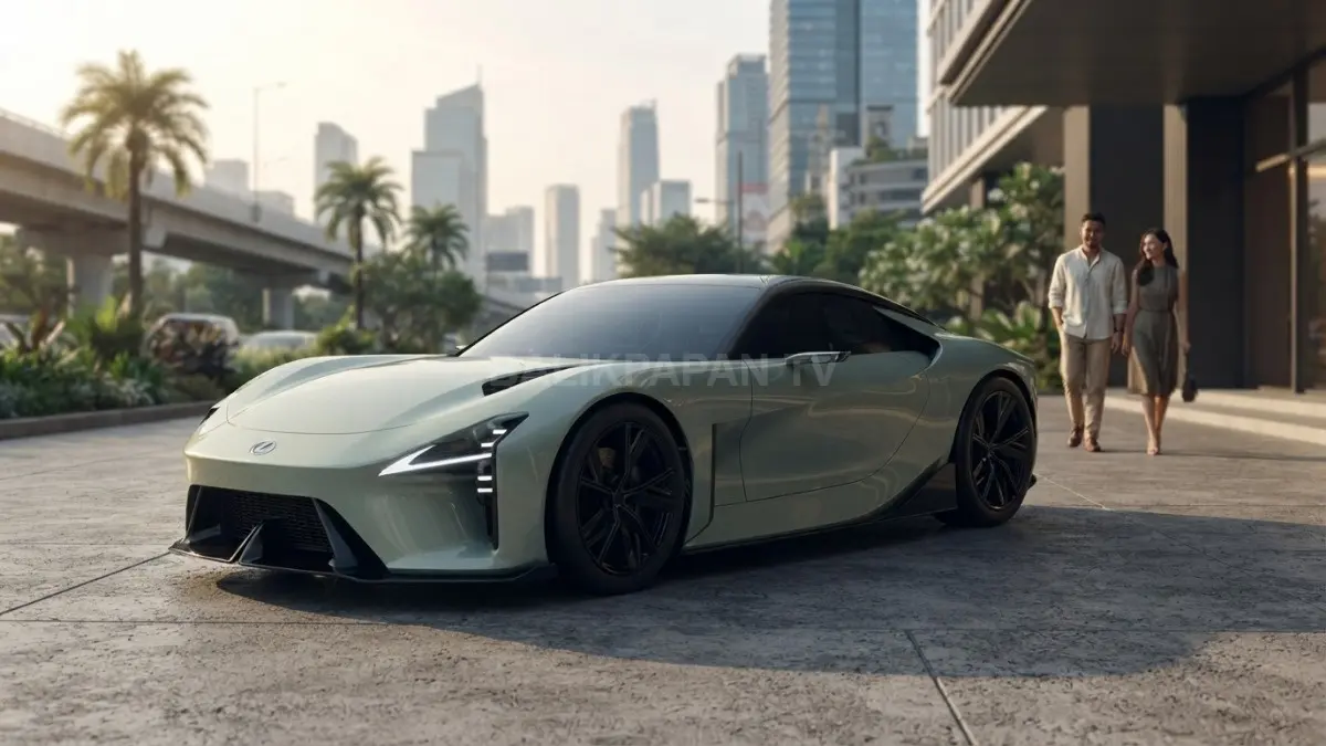 Mobil sport hybrid berperforma tinggi melaju dengan desain aerodinamis dan teknologi elektrifikasi modern bertenaga (BTV/AI)
