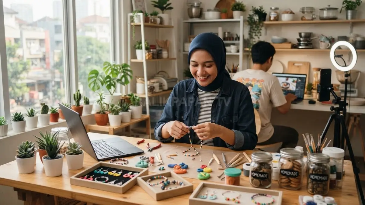 Pemula mengubah hobi rumahan menjadi produk bernilai, mulai aksesori, tanaman, kerajinan, makanan, hingga konten digital (BTV/AI)
