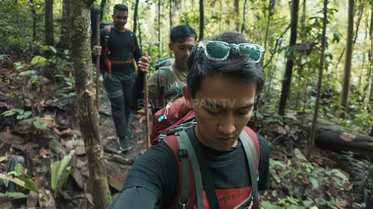 Rombongan mendirikan tenda setelah menyelesaikan trekking panjang menuju kawasan Air Terjun Bedawan Landak.