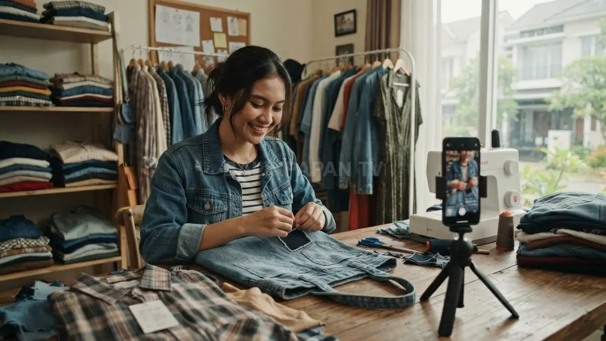 Thrift dan upcycling membuka peluang usaha fashion rumahan kreatif, modal fleksibel, dengan nilai tambah dari kurasi produk unik (BTV/AI)
