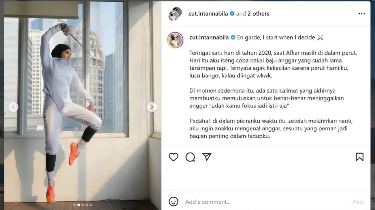 Cut Intan Nabila saat mengenang kembali perjalanan sebagai atlet anggar dan alasan dirinya meninggalkan olahraga tersebut pada 2020.