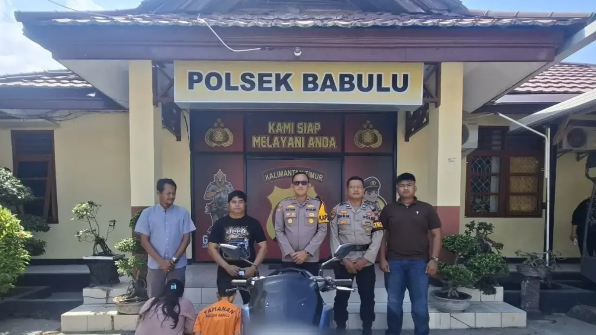 Dua tersangka curanmor diamankan polisi bersama barang bukti setelah Yamaha NMAX warga Babulu dicuri dan terungkap cepat. (DOK. HUMAS POLRES PPU)