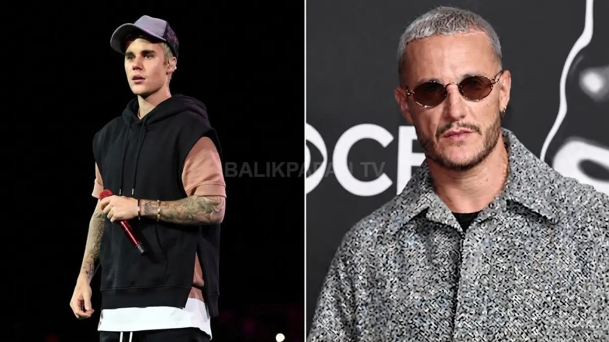 Kolase foto Justin Bieber saat tampil bernyanyi dan DJ Snake dengan gaya keren khasnya. (BTV/Ai)