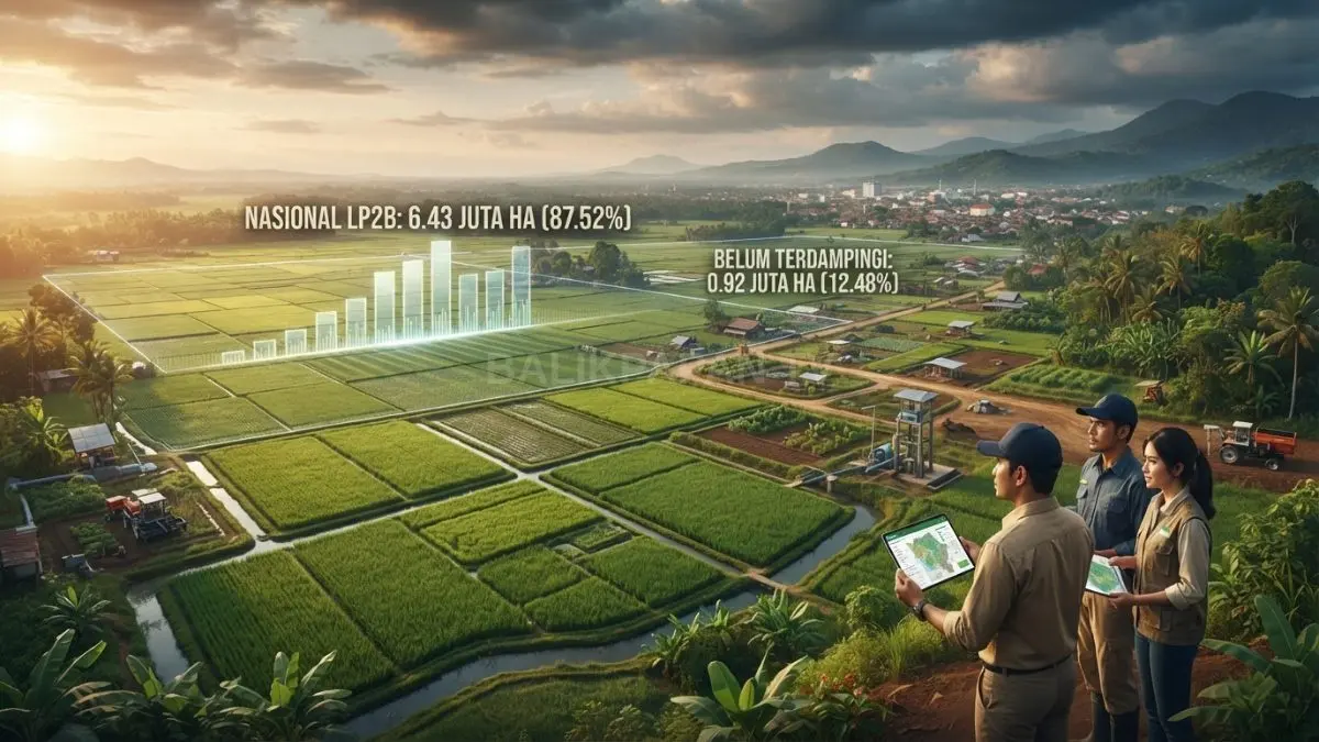 Lahan sawah terlindungi mencapai 87,52 persen, memperkuat ketahanan pangan nasional melalui kepastian ruang pertanian [BTV:AI]