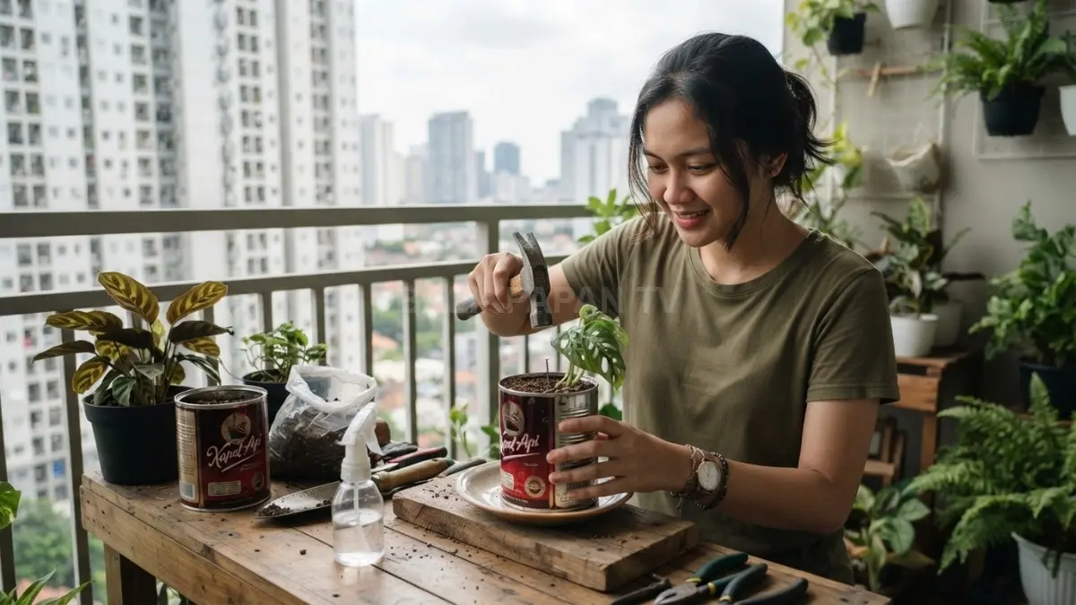 Lubang drainase membantu mencegah air menggenang sehingga akar tanaman tetap mendapatkan oksigen dan tumbuh sehat optimal (BTV/AI).
