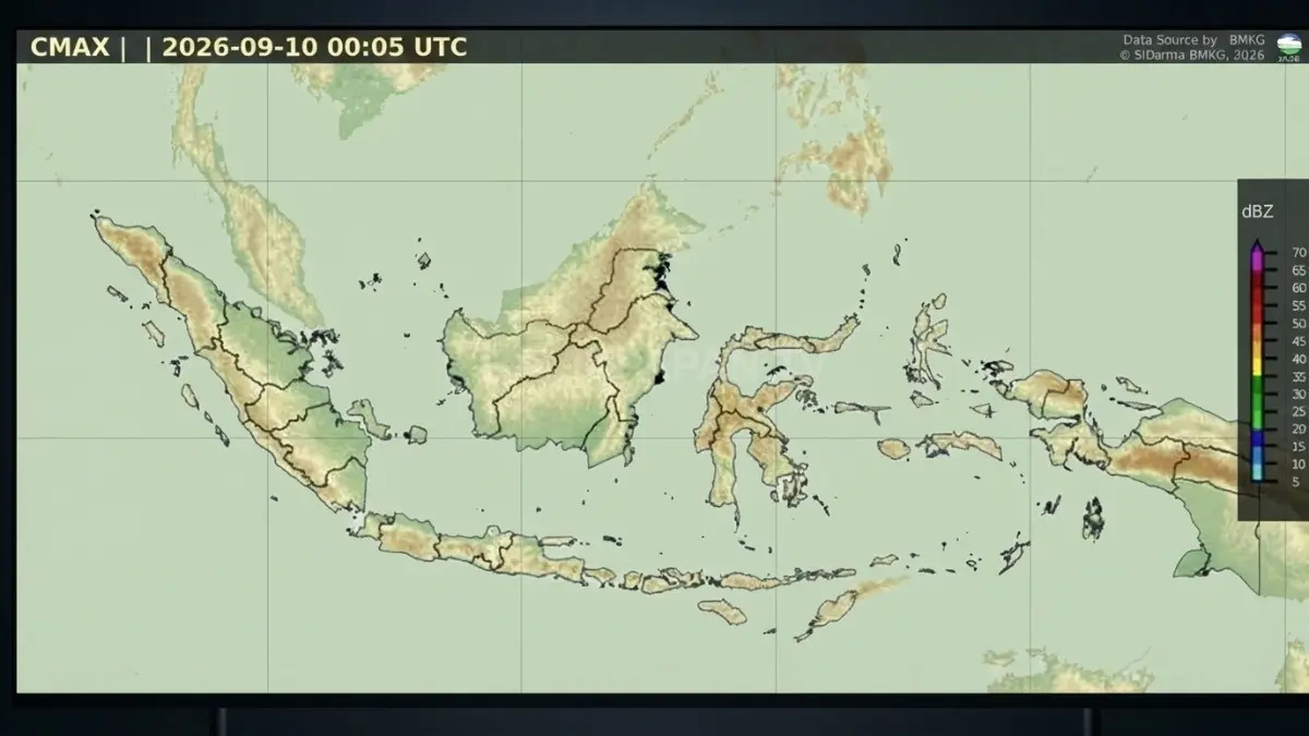 Ilustrasi hujan lebat dan angin kencang yang berpotensi terjadi di sejumlah wilayah Indonesia pada 10-11 September 2026.