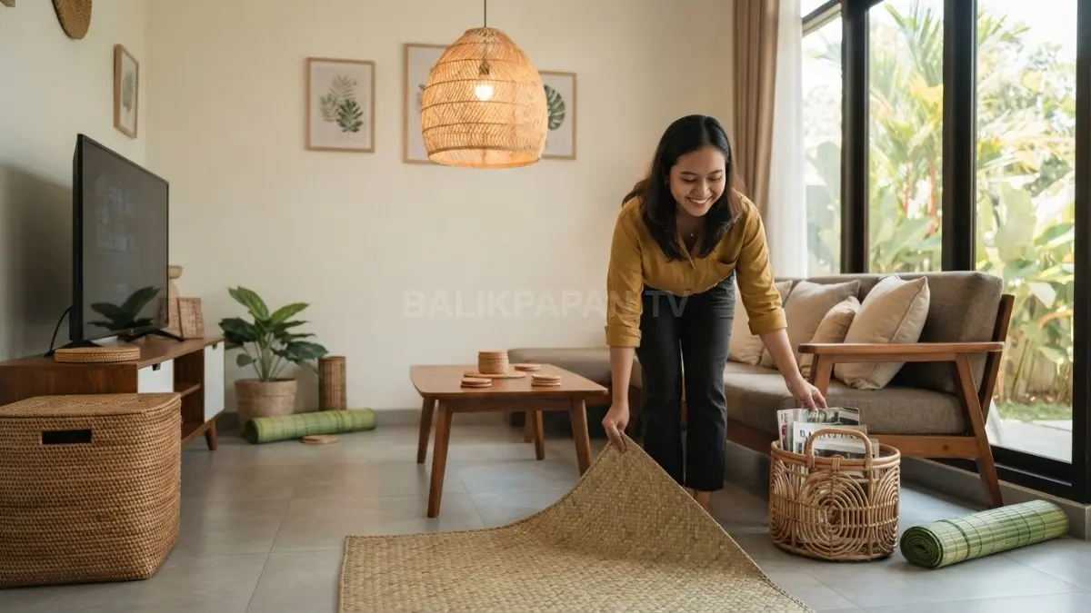 Inspirasi dekorasi rumah bernuansa Nusantara memadukan anyaman, kayu, tekstur alami, dan ornamen lokal secara harmonis. (BTV/AI)