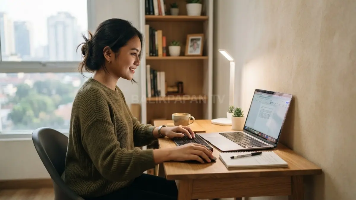 Meja ramping membantu menghemat ruang tanpa mengorbankan kenyamanan, fungsi, dan posisi belajar yang ergonomis (BTV/AI).
