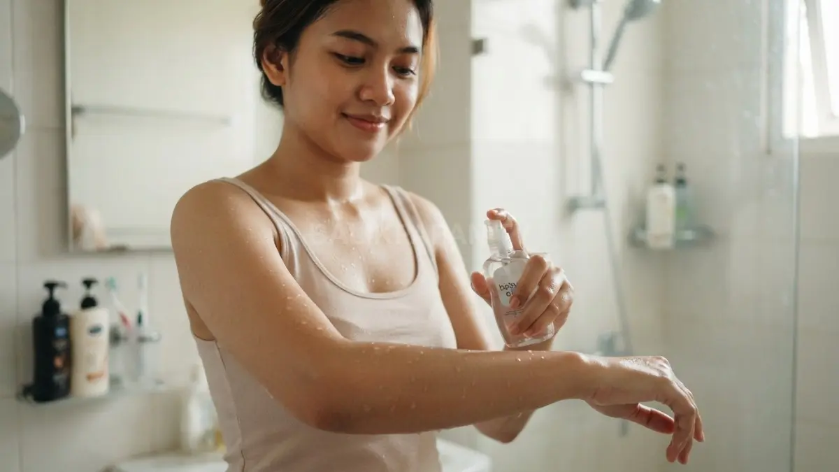 Minyak membantu mengunci kelembapan kulit sehingga terasa lebih lembut, terutama setelah mandi saat kulit masih basah. (BTV/AI)