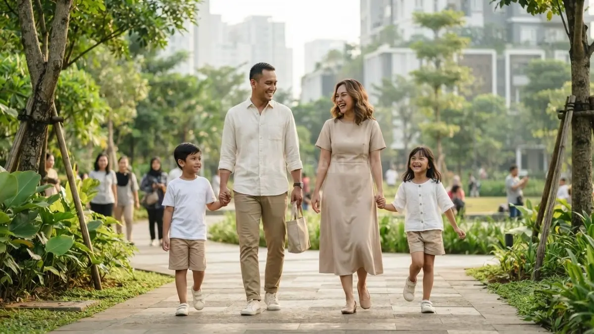 Palet netral membantu keluarga tampil kompak, rapi, hangat, dan stylish tanpa harus mengenakan pakaian seragam. (BTV/AI)

