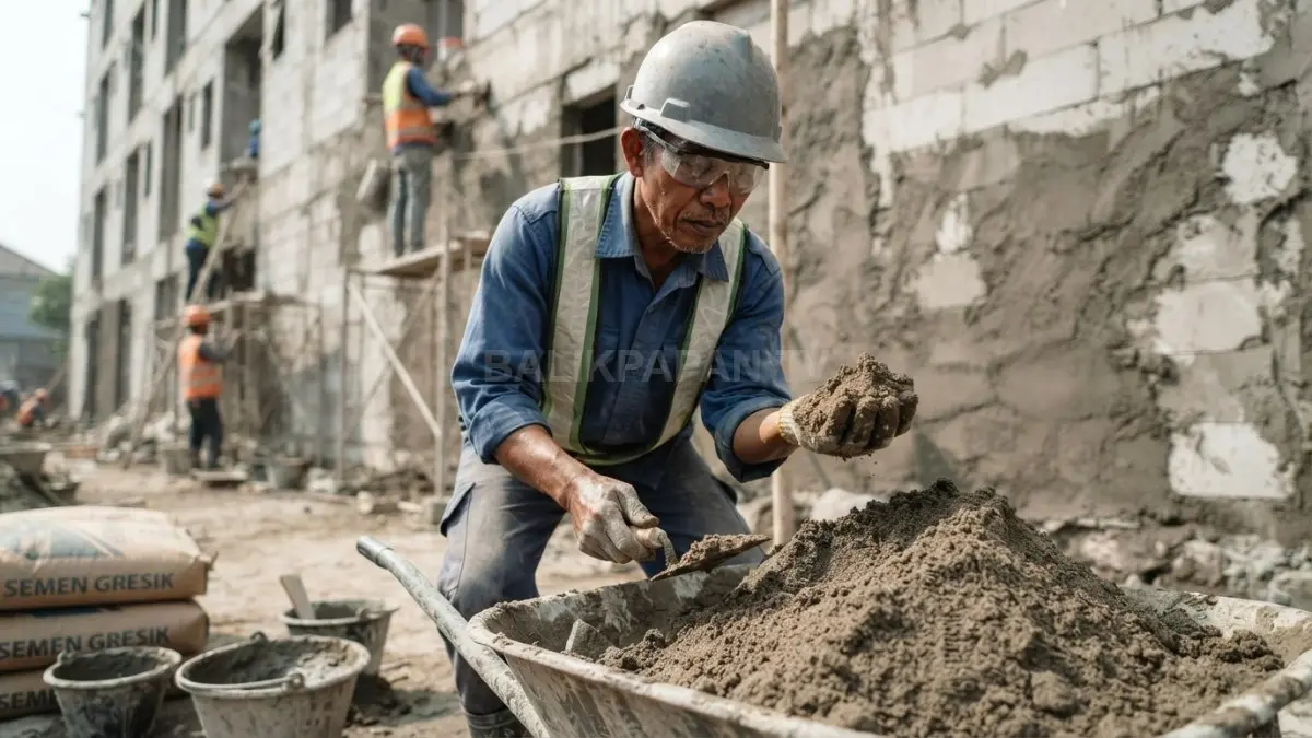 Pasir bersih dan berkualitas membantu plester dinding luar lebih konsisten, kuat, dan tahan cuaca. (BTV/AI)