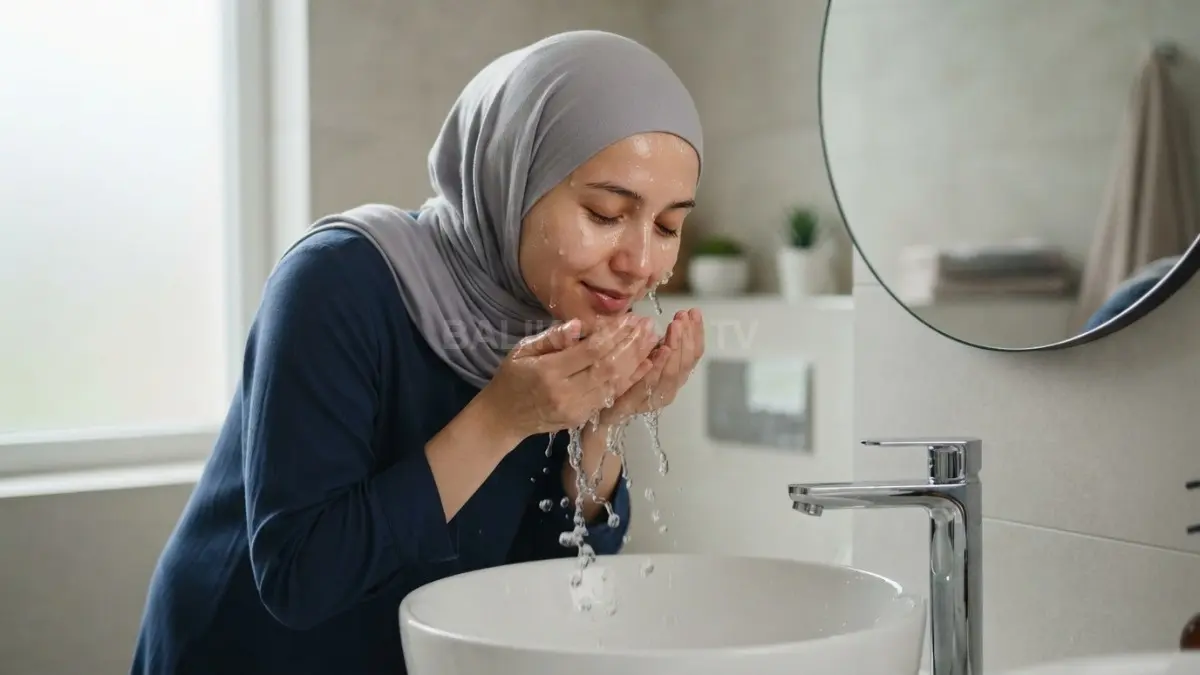 Membilas wajah dengan air segar menjaga kelembapan kulit serta memberikan efek kesegaran yang alami. (BTV/Ai)
