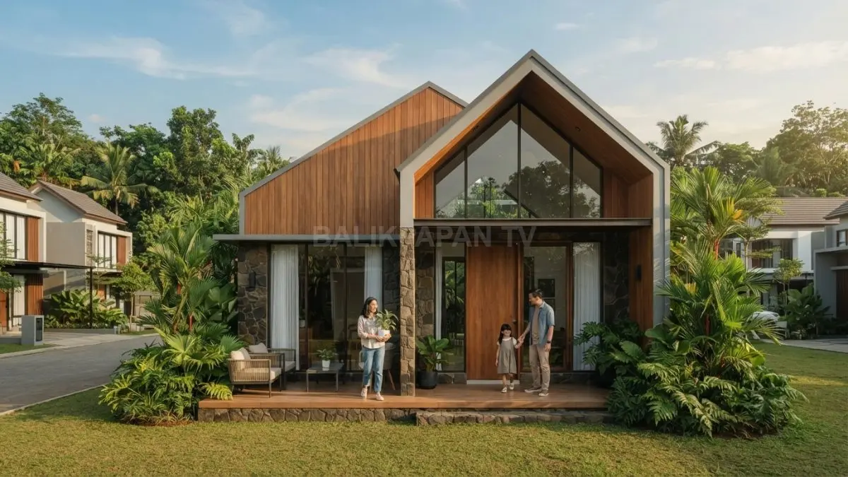 Perpaduan kayu dan batu menciptakan rumah bergaya Rusia yang hangat, kokoh, modern, dan natural (BTV/AI)
