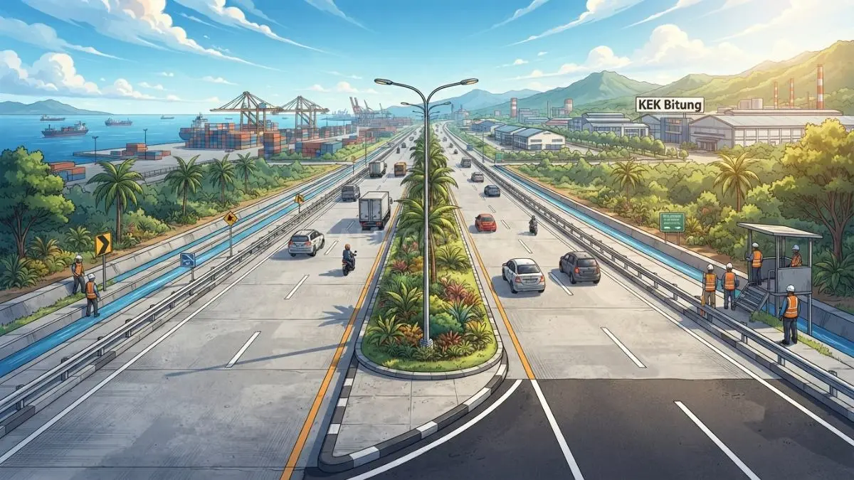 Jalan akses KEK Bitung sepanjang 1.000 meter, lebar 2 x 10, menggunakan beton [BTV:AI]