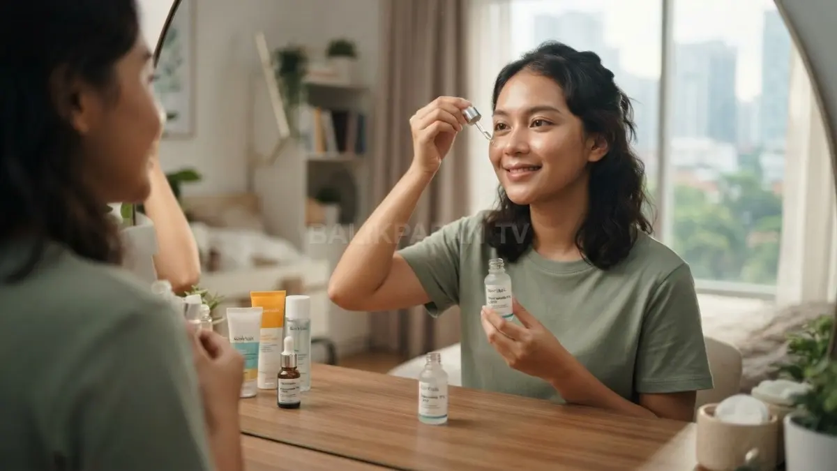 Niacinamide membantu menjaga skin barrier, mengontrol minyak, merawat kemerahan, dan menyamarkan noda pada kulit wajah. (BTV/AI)