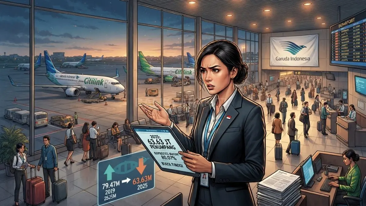 Pemulihan penerbangan domestik Indonesia masih tertahan, tercermin dari penumpang yang belum kembali ke level 2019 [BTV:AI]