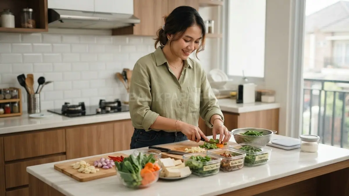Persiapan bahan masakan lebih awal membantu menghemat waktu, menjaga kebersihan, dan membuat proses memasak praktis. (BTV/AI)