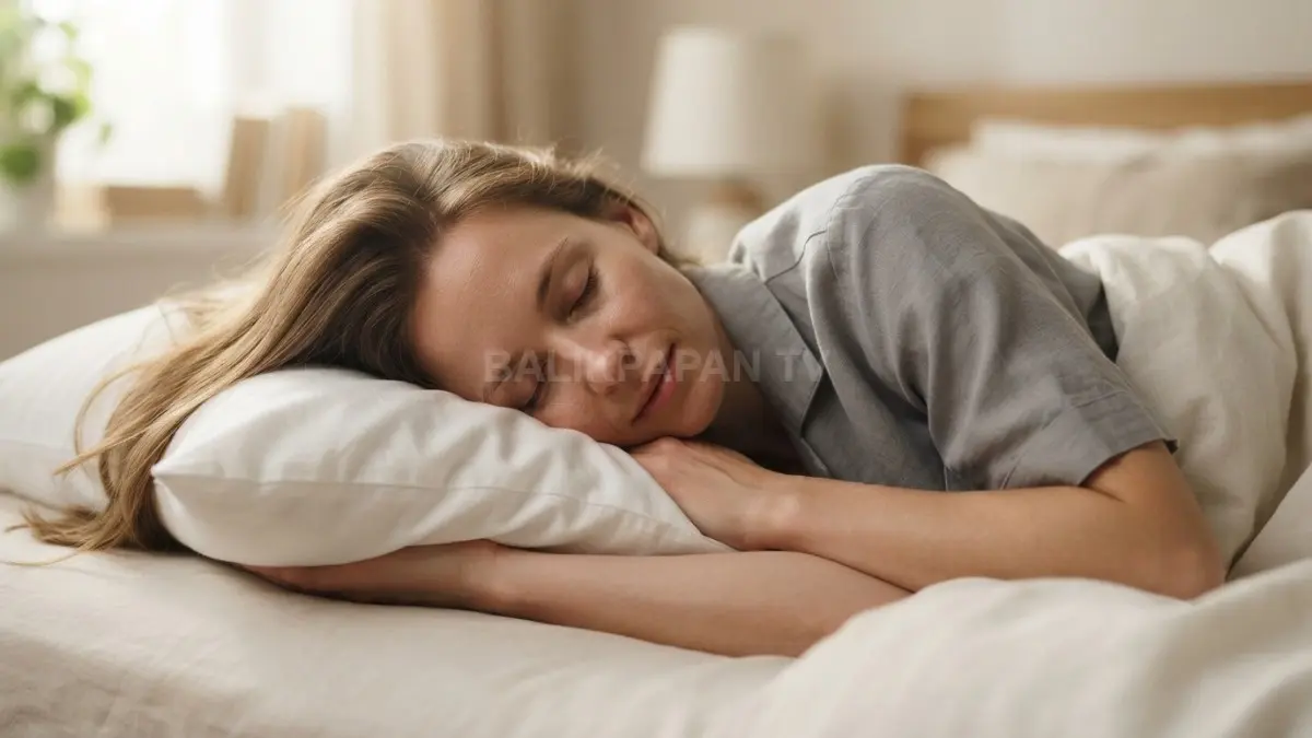 Posisi tidur miring dengan pipi menempel pada bantal yang lembut, menjaga kesehatan dan kenyamanan kulit. (BTV/Ai)