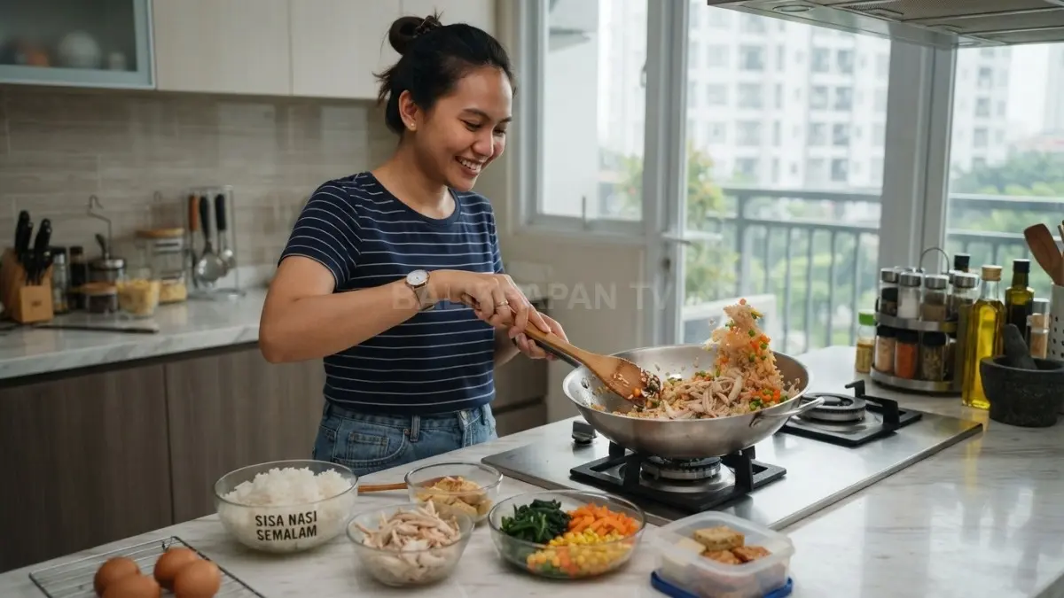 Sisa masakan dapat diolah kembali secara kreatif, tetapi keamanan makanan tetap harus menjadi perhatian utama. (BTV/AI)