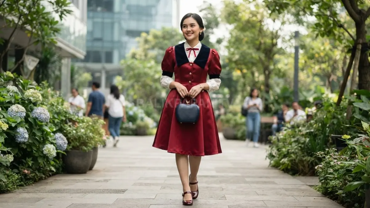 Snow White menghadirkan pesona klasik melalui palet merah, biru, kuning, serta sentuhan aksesori elegan timeless. (BTV/AI)