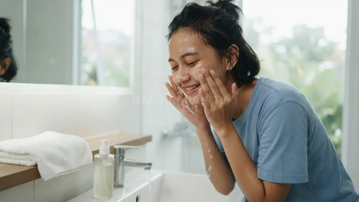 Cuaca panas dan lembap dapat memperburuk komedo, tetapi wajah tetap perlu dibersihkan lembut. (BTV/AI)