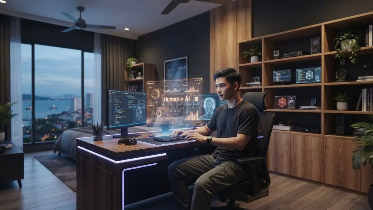 Kamar Cyber Space Tropis memadukan teknologi AI, LED, dan sirkulasi udara untuk kenyamanan futuristik (BTV/AI)