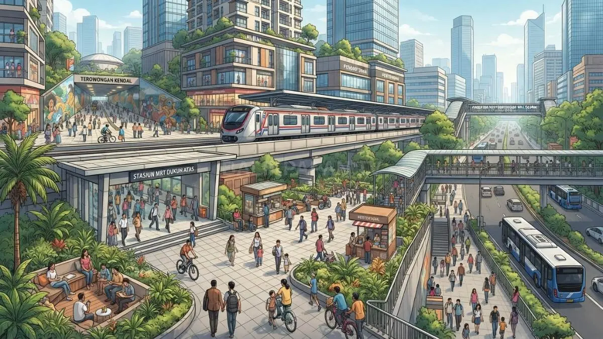 Konsep TOD MRT Jakarta mengintegrasikan transportasi, properti, bisnis, hunian, dan ruang publik di sekitar stasiun [BTV:AI]