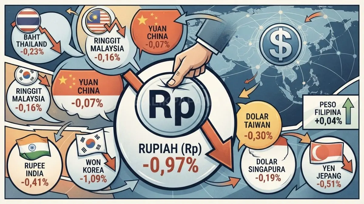 Pelemahan mata uang Asia menekan rupiah, dengan won Korea mencatat koreksi terdalam pada perdagangan regional [BTV:AI]