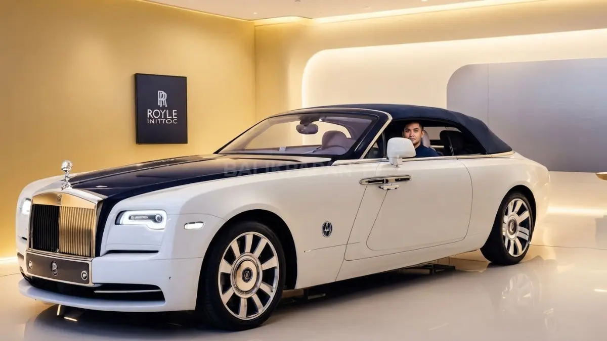 Rolls-Royce Sweptail merupakan coupe dua tempat duduk dengan desain belakang meruncing, atap kaca panoramik, dan interior mewah berbahan kayu serta kulit.(BTV/AI)
