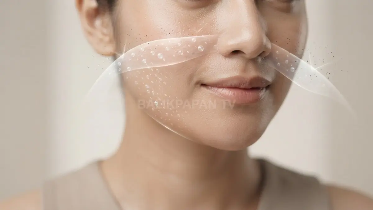 Visualisasi skin barrier yang sehat dan terhidrasi, melindungi kulit dari polusi serta menjaga kelembapan. (BTV/Ai)