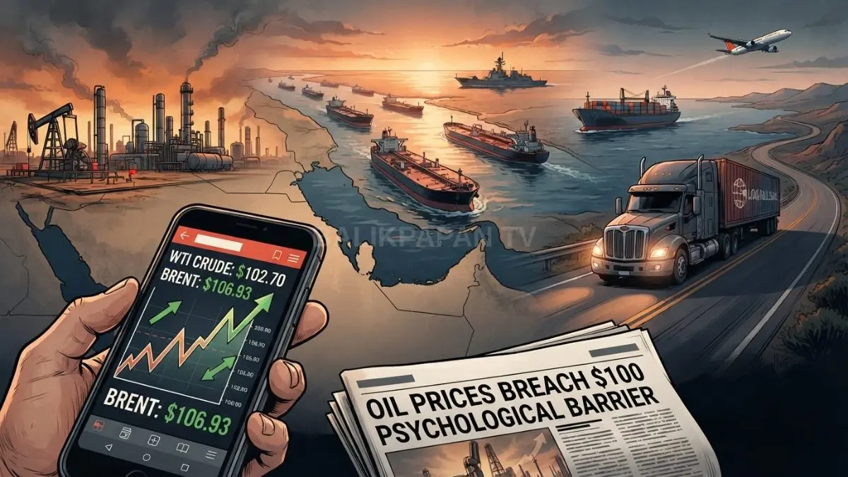 Harga minyak WTI dan Brent menembus US$100 per barel, meningkatkan tekanan biaya transportasi industri [BTV:AI]
