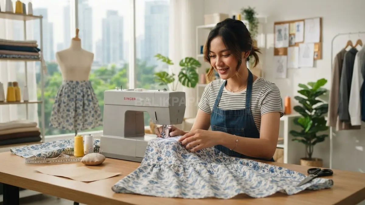 Kain sisa 1,5 meter dapat diubah menjadi rok pendek personal, rapi, dan menyegarkan gaya tanpa belanja. (BTV/AI)