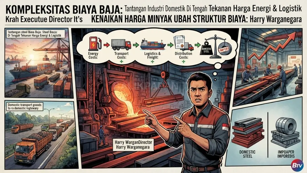 Kenaikan harga minyak mendorong biaya logistik, freight, asuransi, dan distribusi yang menekan daya saing baja. [BTV:AI]