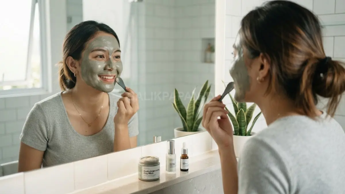Kulit berminyak membutuhkan clay mask secukupnya, pelembap, dan perawatan lembut agar tetap sehat tanpa iritasi. (BTV/AI)