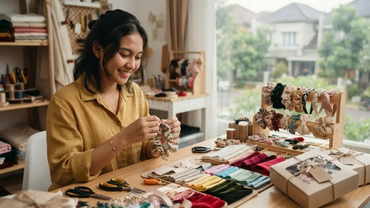 Membuat aksesori rambut menjadi hobi kreatif yang berpotensi berkembang sebagai usaha kecil menguntungkan dan menjanjikan (BTV/AI).