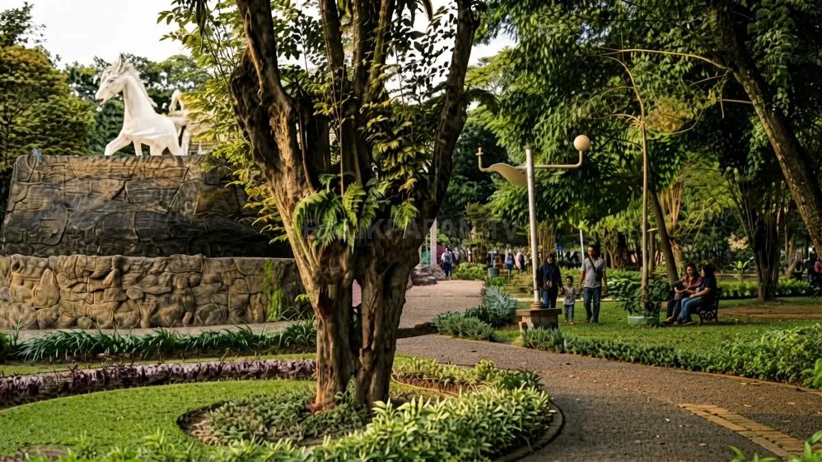 Suasana Taman Samarendah di Jalan Bhayangkara, Kota Samarinda, sebagai ruang terbuka hijau di tengah kota