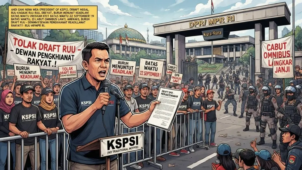 Andi Gani menyebut buruh memberi tenggat 22 September untuk mengawal aspirasi RUU ketenagakerjaan [BTV:AI]