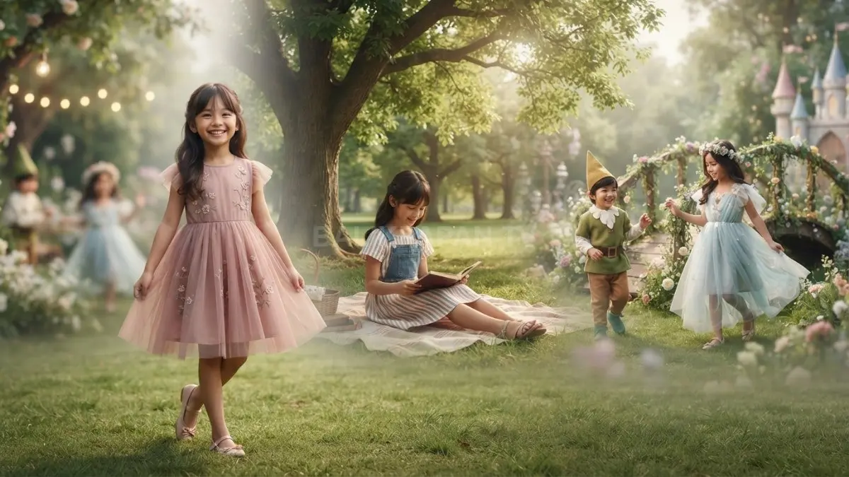 Inspirasi outfit anak untuk pesta, acara outdoor, dan tema dongeng yang manis, nyaman, mudah dipadukan. (BTV/AI)