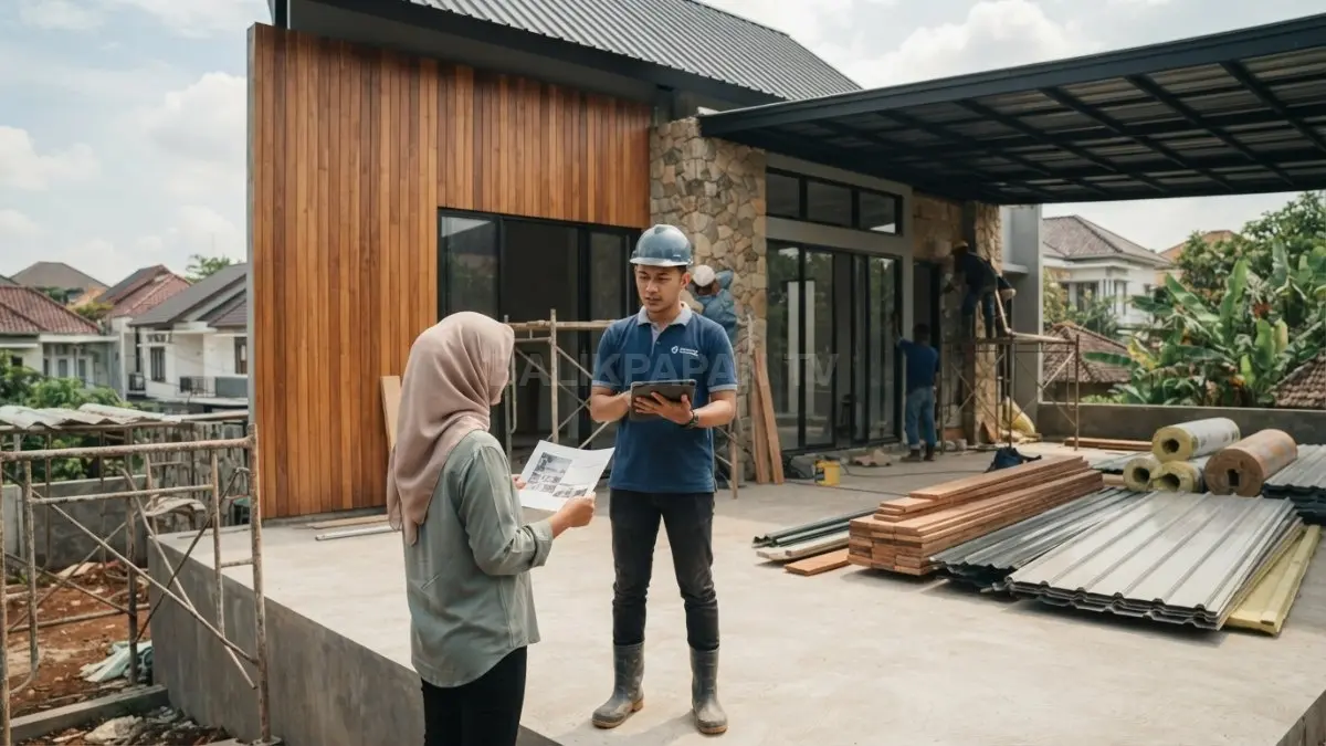 Inspirasi rumah bergaya Swiss memadukan kayu, batu, kaca, atap lebar, dan lanskap alami (BTV/AI)