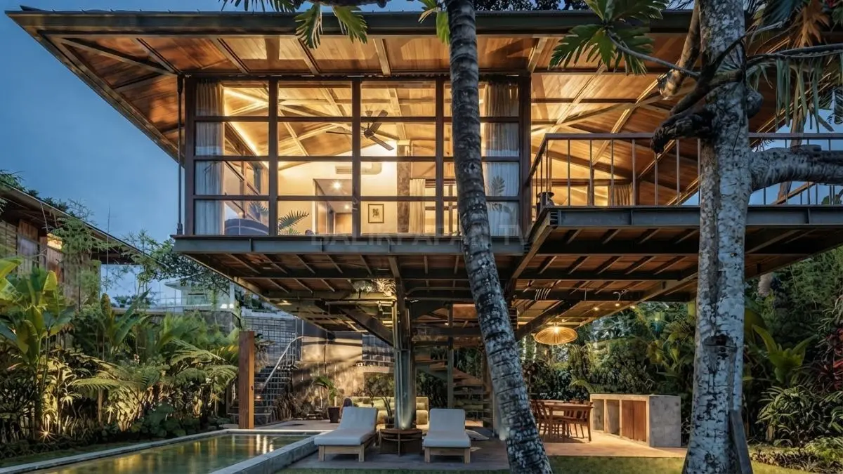 Kolong rumah panggung dapat menjadi ruang santai, penyimpanan, area kerja ringan, dan taman hijau modern. (BTV/AI)