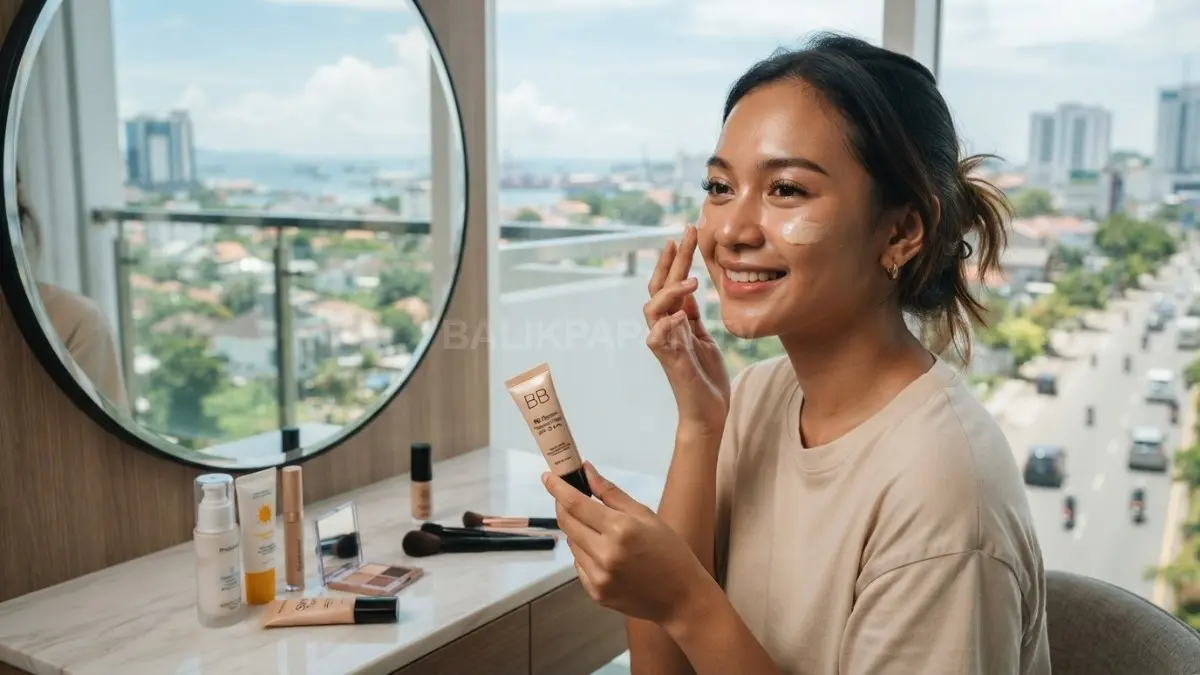 Makeup Korea menonjolkan kulit natural, base tipis, serta tampilan ringan yang cocok untuk cuaca panas dan lembap Balikpapan. (BTV/AI)