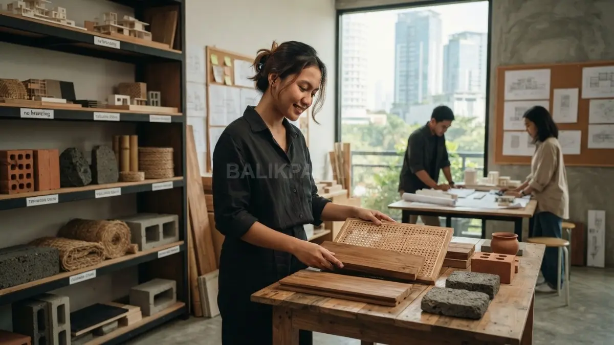 Material lokal menghadirkan identitas budaya, keterampilan, dan cerita tempat melalui karakter unik dalam rumah. (BTV/AI)