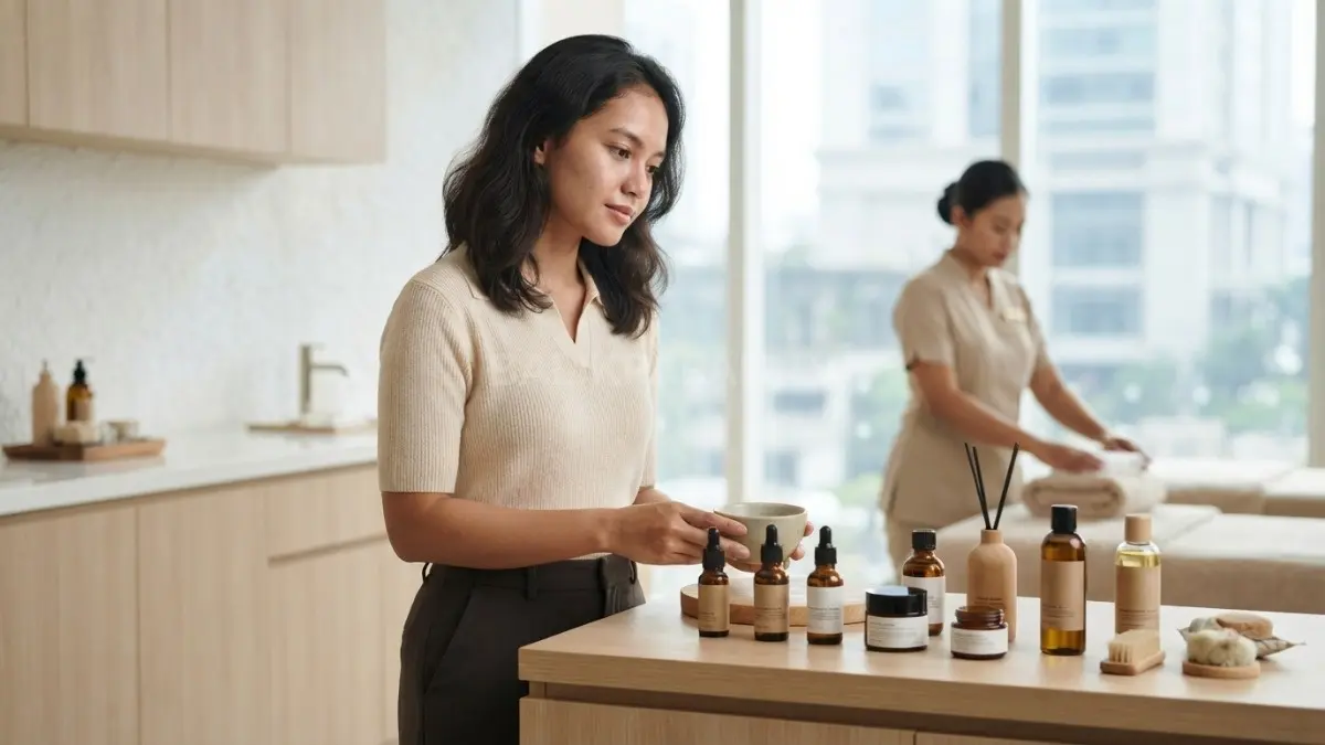 Panduan paparan minyak esensial berulang untuk menjaga kesehatan kulit pada penggunaan rutin sehari-hari. (BTV/Ai)
