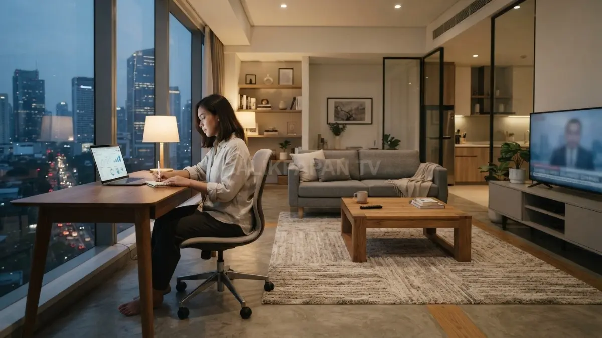 Pastikan karpet sejajar dengan furnitur agar komposisi ruangan terlihat menyatu, rapi, dan tidak terasa terpisah. (BTV/AI)