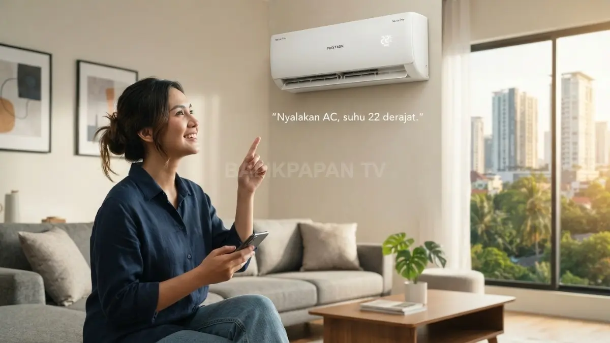 Polytron Neuva Pro Voice Sense menawarkan kendali suara offline untuk mengatur AC tanpa remote, sekaligus menghadirkan pendinginan cepat.(BTV/AI)