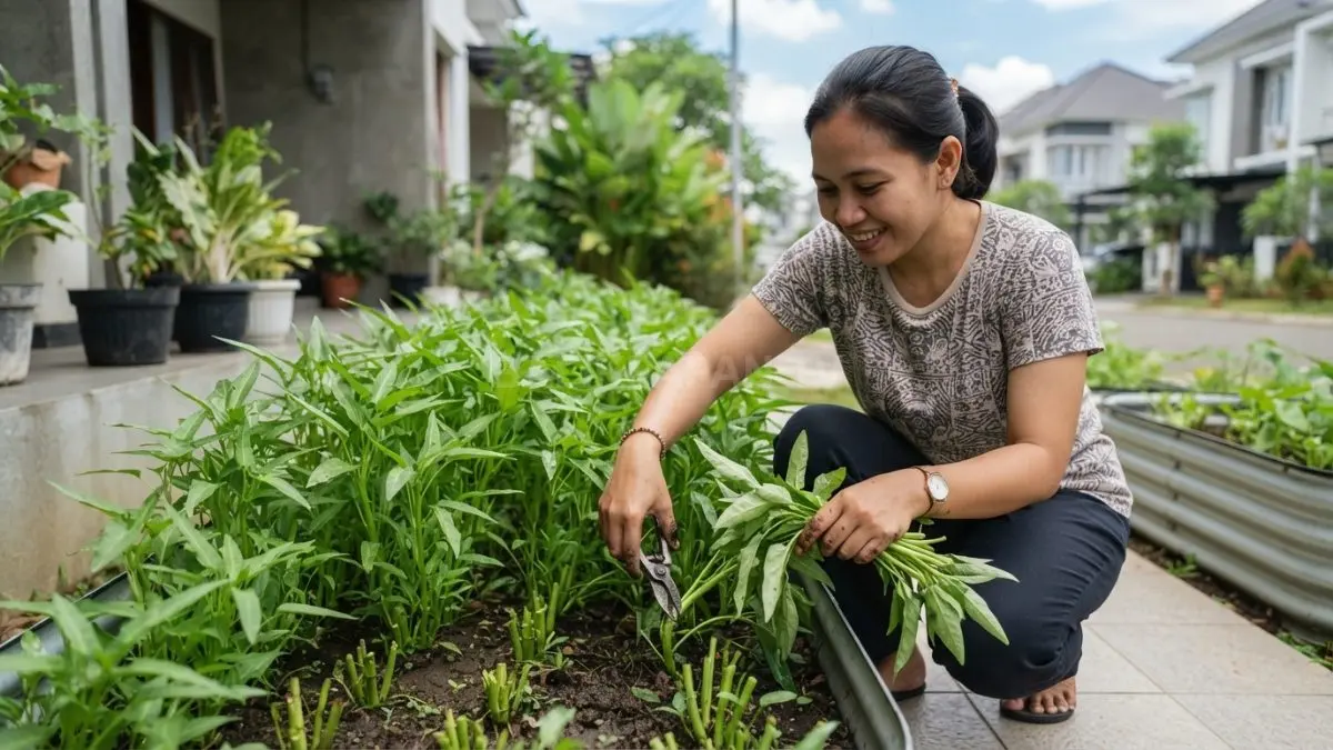 Kangkung dapat dipanen berulang sekitar tiga hingga lima kali jika batang dipotong tanpa mencabut akarnya. (BTV/AI)